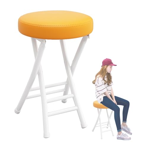 IvyLoutish 50,8 cm rückenfreier, faltbarer hoher Barhocker für Erwachsene, tragbarer, gepolsterter Klappstuhl mit 120 kg Kapazität für Küche, Büro (Orange) von IvyLoutish