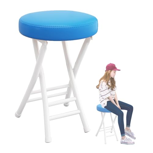IvyLoutish 50,8 cm rückenfreier, faltbarer hoher Barhocker für Erwachsene, tragbarer, gepolsterter Klappstuhl mit 120 kg Kapazität für Küche, Büro (blau) von IvyLoutish