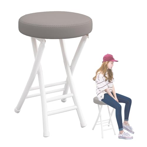 IvyLoutish 50,8 cm rückenfreier, faltbarer hoher Barhocker für Erwachsene, tragbarer, gepolsterter Klappstuhl mit 120 kg Kapazität für Küche, Büro (grau) von IvyLoutish