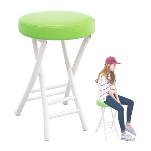 IvyLoutish 50,8 cm rückenfreier, faltbarer hoher Barhocker für Erwachsene, tragbarer, gepolsterter Klappstuhl mit 120 kg Kapazität für Küche, Büro (grün) von IvyLoutish