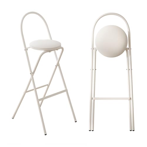IvyLoutish 76,2 cm faltbarer Barhocker mit Rückenlehne, keine Montage, 45,7 cm gepolsterter Klappbarer Barstuhl, 100 kg Tragkraft, für Küche, Büro, Grill (75 cm) von IvyLoutish