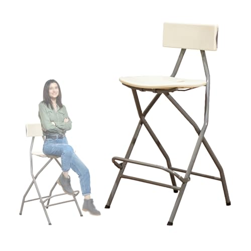 IvyLoutish 76,2 cm robuster, faltbarer hoher Hocker, Kunststoffsitz, klappbarer Barstuhl mit Rückenlehne, Tragkraft 180 kg, für Garten, Haus, Grill, Küche (weiß) von IvyLoutish