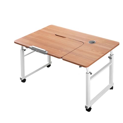 IvyLoutish Beistelltisch mit Rollen, Höhe und Länge, verdickter Metallrahmen, über dem Betttisch, verstellbare Neigung für Krankenhaus und Zuhause (Braun, 120 x 60 cm) von IvyLoutish
