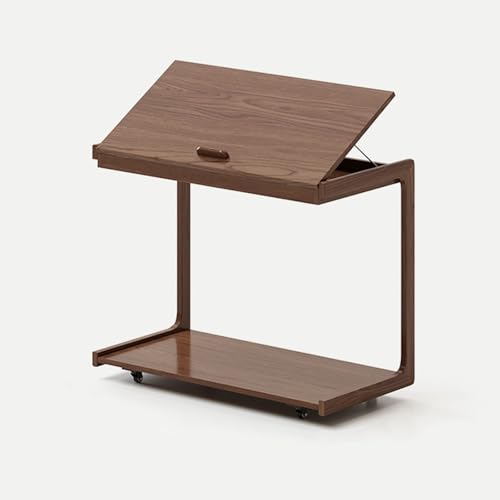 IvyLoutish Beistelltische für Wohnzimmer, modern, aus Massivholz, verstellbarer Winkel, kleiner Beistelltisch mit Rollen für kleine Räume, Schlafzimmer, Wohnzimmer (braun, Länge 60 cm) von IvyLoutish