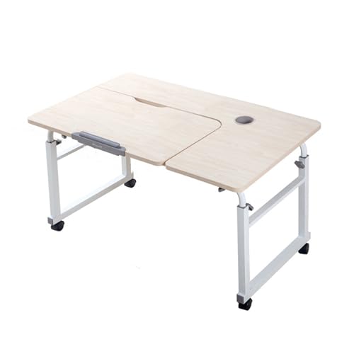 IvyLoutish Betttisch mit Rollen, höhenverstellbar und längenverstellbar, verdickter Metallrahmen, über dem Betttisch, verstellbare Neigung für Krankenhaus und Zuhause (Weiß, 100 x 60 cm) von IvyLoutish