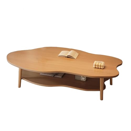 IvyLoutish Cloud Couchtisch mit Ablageflächen, modern, unregelmäßig, 2-stöckig, Holz-Mitteltisch mit 4 Beinen, abgerundete Kanten, für Zuhause, Wohnzimmer, Schlafzimmer, einfache Montage (Natur, 80 x IvyLoutish Cloud Couchtisch mit Ablageflächen, modern, unregelmäßig, 2-stöckig, Holz-Mitteltisch mit 4 Beinen, abgerundete Kanten, für Zuhause, Wohnzimmer, Schlafzimmer, einfache Montage (Natur, 80 x von IvyLoutish