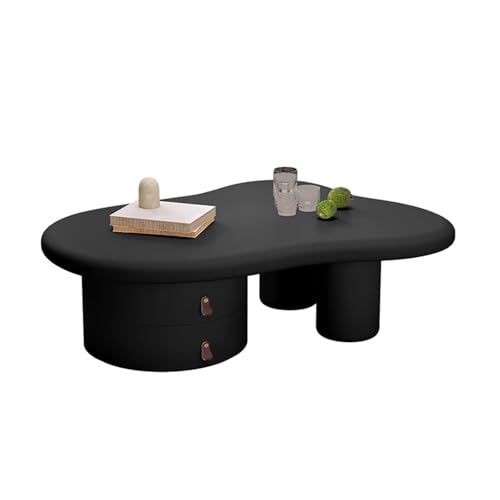 IvyLoutish Cloud Couchtisch mit Schubladen, moderner Holztisch, unregelmäßig, einfacher Mitteltisch, stabile Struktur, abgerundete Kanten, Teetisch für Wohnzimmer, Heimbüro (Schwarz, 100 x 69 cm) von IvyLoutish