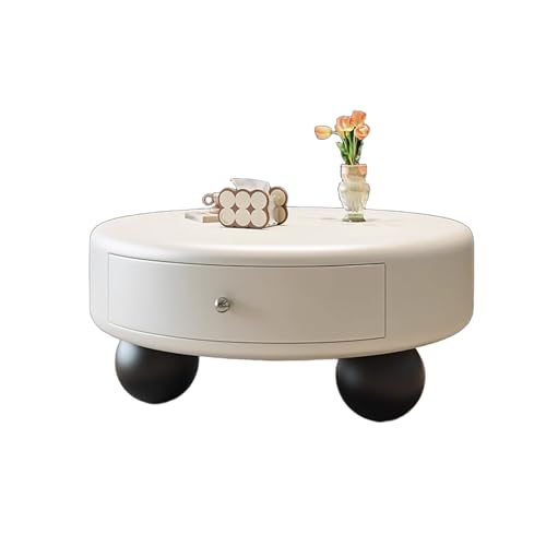 IvyLoutish Couchtisch mit Schublade, modern, schlicht, flippig, mit 3 Kugelbeinen, niedriger Teetisch für Zuhause, Wohnzimmer, Büro, einfache Montage (schwarz) von IvyLoutish