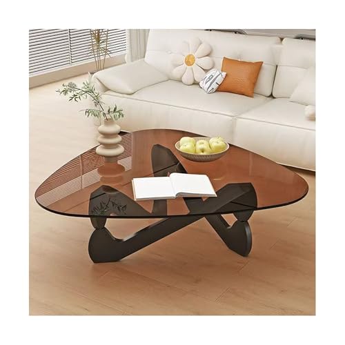 IvyLoutish Dreieckiger Couchtisch aus Glas, ovaler Couchtisch aus Glas, Mitte des Jahrhunderts, moderner Couchtisch, niedriger Wohnzimmertisch mit Holzsockel, transparenter Teetisch für Balkon IvyLoutish Dreieckiger Couchtisch aus Glas, ovaler Couchtisch aus Glas, Mitte des Jahrhunderts, moderner Couchtisch, niedriger Wohnzimmertisch mit Holzsockel, transparenter Teetisch für Balkon von IvyLoutish