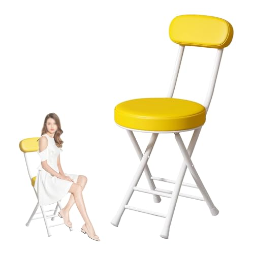 IvyLoutish Faltbarer Barhocker mit hoher Rückenlehne, 48,3 cm, tragbarer, gepolsterter Klappstuhl, bequemer Sitz für Zuhause, Büro, Veranstaltungen (Gelb) von IvyLoutish