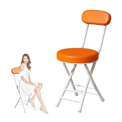 IvyLoutish Faltbarer Barhocker mit hoher Rückenlehne, 48,3 cm, tragbarer, gepolsterter Klappstuhl, bequemer Sitz für Zuhause, Büro, Veranstaltungen (Orange) von IvyLoutish