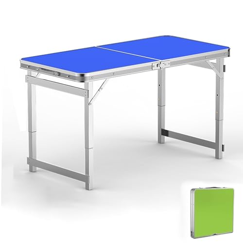 IvyLoutish Faltbarer Campingtisch, tragbar, höhenverstellbar, ultraleicht, Aluminium, kleiner Campingtisch mit Tragetasche für Camping, Picknick (blau) von IvyLoutish