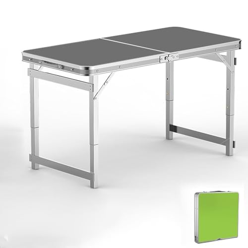 IvyLoutish Faltbarer Campingtisch, tragbar, höhenverstellbar, ultraleicht, Aluminium, kleiner Campingtisch mit Tragetasche für Camping, Picknick (grau) von IvyLoutish
