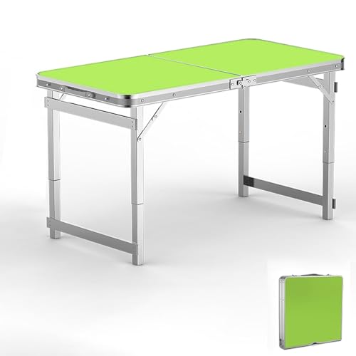 IvyLoutish Faltbarer Campingtisch, tragbar, höhenverstellbar, ultraleicht, Aluminium, kleiner Campingtisch mit Tragetasche für Camping, Picknick (grün) von IvyLoutish