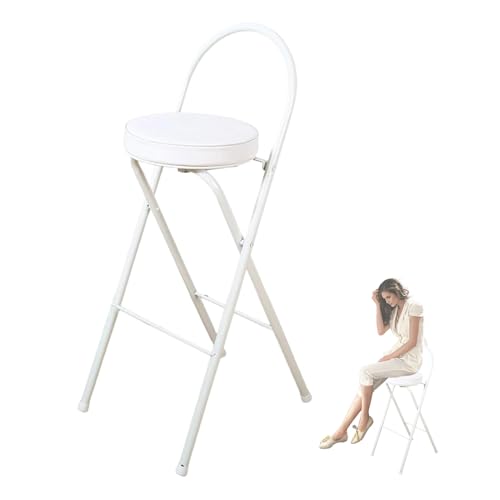 IvyLoutish Faltbarer hoher Barhocker mit Rückenlehne, rutschfeste Füße, rundes gepolstertes Kissen, 66 cm, 71 cm, 76,2 cm, 76,2 cm, 76,2 cm, 76,2 cm, 76,2 cm, 76,2 cm, 76,2 von IvyLoutish