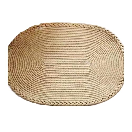 IvyLoutish Flaches Stroh-Sitzkissen, handgewebte Bodenmatten, Baumwoll-Leinen-Teppich, Kisseneingangsteppich für Schlafzimmer (Khaki) von IvyLoutish