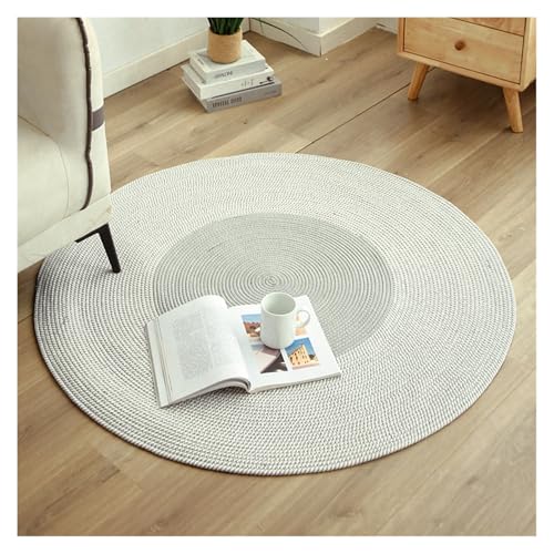 IvyLoutish Flaches Stroh-Sitzkissen, handgewebte Bodenmatten, Baumwoll-Leinen-Teppich, Kisseneingangsteppich für Schlafzimmer (Stil 3,45 cm) von IvyLoutish