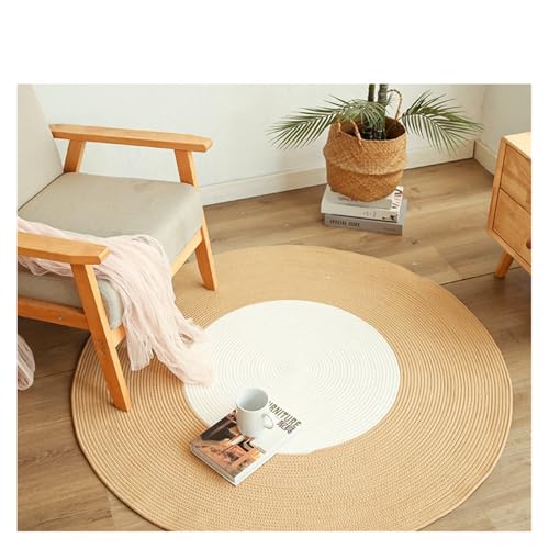 IvyLoutish Flaches Stroh-Sitzkissen, handgewebte Bodenmatten, Baumwoll-Leinen-Teppich, Kisseneingangsteppich für Schlafzimmer (Stil 4,80 cm) von IvyLoutish