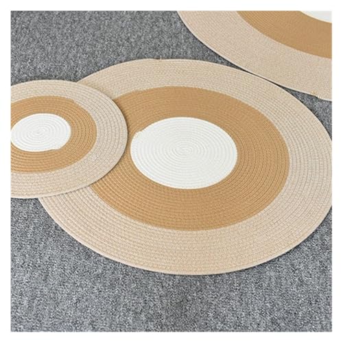 IvyLoutish Flaches Stroh-Sitzkissen, handgewebte Bodenmatten, Baumwoll-Leinen-Teppich, Kisseneingangsteppich für Schlafzimmer (Stil 5,100 cm) von IvyLoutish