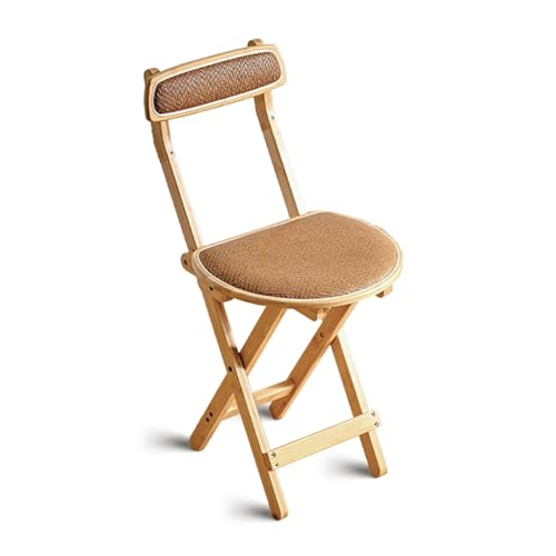 IvyLoutish Gepolsterter Bambus-Klappstuhl, 48 cm, faltbar, hoch, Barhocker, mit Rattan-Sitz und bequemer Rückenlehne, für Zuhause, Küche, Esszimmer (Natur, 48 cm) von IvyLoutish