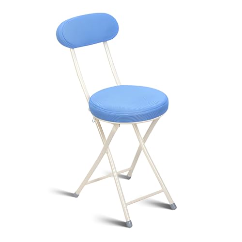 IvyLoutish Gepolsterter Klapphocker, 48,3 cm, faltbarer Barstuhl, tragbarer Küchenstuhl mit Rückenlehne und Fußstütze für Innenbereich, Büro (blau) von IvyLoutish