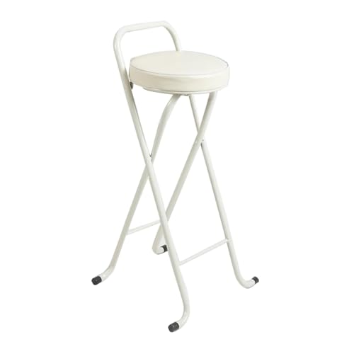 IvyLoutish Klappbarer Barhocker, 66 cm, für Erwachsene, tragbar, faltbar, hoher Stuhl mit 100 kg Kapazität und Fußstütze für Küche, Esszimmer (Weiß, 65 cm) von IvyLoutish