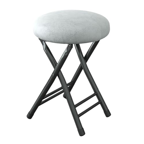 IvyLoutish Klappbarer Barhocker für Erwachsene, tragbar, 50,8 cm, rund, mit Schaumstoff gepolstert, rückenfrei, faltbar, hoch, Küchenstuhl für Büro, mit 120 kg Kapazität (grau) von IvyLoutish