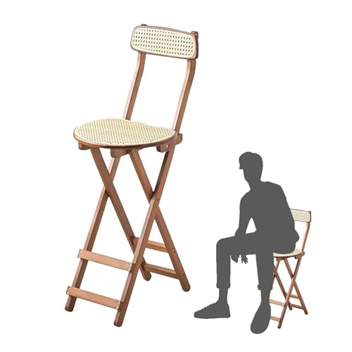 IvyLoutish Klappbarer Barhocker mit Bambusrahmen, zusammenklappbarer Küchenstuhl mit Rattansitz und Fußstütze für Zuhause, Party, Braun, 62 cm IvyLoutish Klappbarer Barhocker mit Bambusrahmen, zusammenklappbarer Küchenstuhl mit Rattansitz und Fußstütze für Zuhause, Party, Braun, 62 cm von IvyLoutish