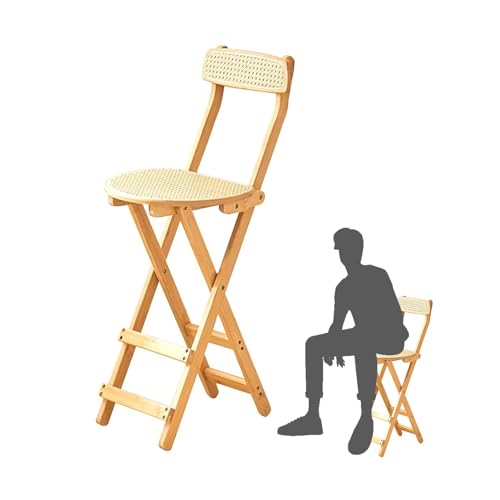 IvyLoutish Klappbarer Barhocker mit Bambusrahmen, zusammenklappbarer Küchenstuhl mit Rattansitz und Fußstütze für Zuhause, Party, Gelb, 62 cm IvyLoutish Klappbarer Barhocker mit Bambusrahmen, zusammenklappbarer Küchenstuhl mit Rattansitz und Fußstütze für Zuhause, Party, Gelb, 62 cm von IvyLoutish