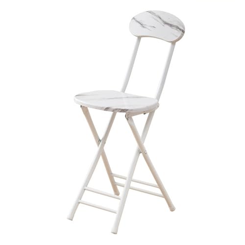 IvyLoutish Klappbarer Barhocker mit Rückenlehne, 45 cm, faltbarer Frühstücks-Hochstuhl für Erwachsene, tragbarer Thekenhöhe Stuhl für Café, Küche, Büro, Balkon (weiß) von IvyLoutish