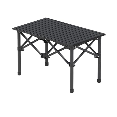 IvyLoutish Klappbarer Campingtisch, tragbarer Rahmen aus Karbonstahl, zusammenklappbar, kleiner Klapptisch, tragbar, Outdoor, mit Tragetasche (Schwarz, 120 x 55 x 50 cm) von IvyLoutish