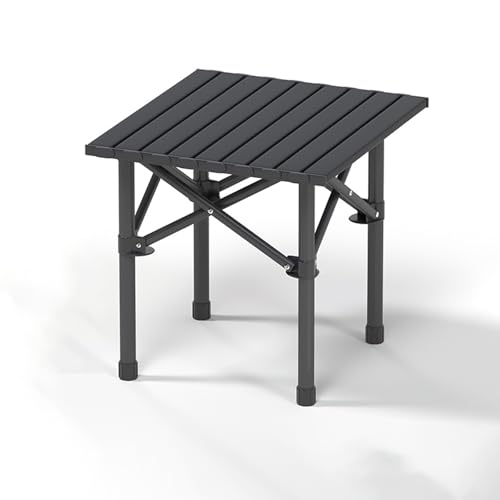 IvyLoutish Klappbarer Campingtisch, tragbarer Rahmen aus Karbonstahl, zusammenklappbar, kleiner Klapptisch, tragbar, Outdoor, mit Tragetasche (Schwarz, 53 x 52 x 50 cm) von IvyLoutish