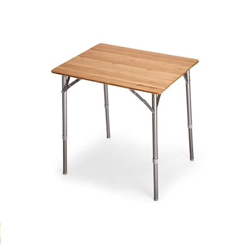 IvyLoutish Klapptisch, tragbar, aus Aluminium-Legierung und natürlichem Bambusholz, mit Tragetasche für Outdoor, Camping, Picknick (65 x 50 cm) von IvyLoutish