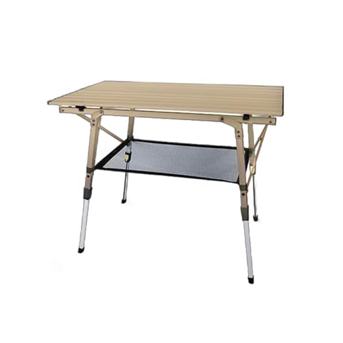 IvyLoutish Klapptisch, tragbar, aus Aluminiumlegierung, einziehbares Beinrohr, kleiner Klapptisch, tragbar, für den Außenbereich (gelb) von IvyLoutish