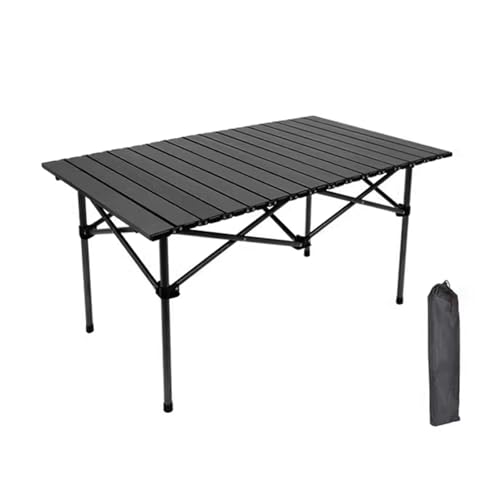 IvyLoutish Klapptisch, tragbar, aus Karbonstahl, starke Tragfähigkeit, zum Kochen im Freien, Picknick, Camping, mit Tragetasche (Schwarz, 120 x 55 x 50 cm) von IvyLoutish