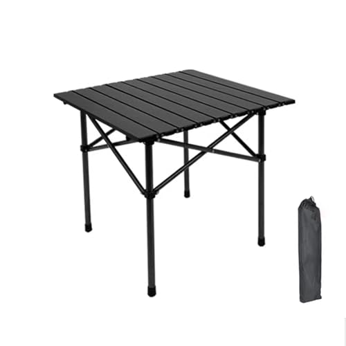 IvyLoutish Klapptisch, tragbar, aus Karbonstahl, starke Tragfähigkeit, zum Kochen im Freien, Picknick, Camping, mit Tragetasche (Schwarz, 53 x 50 x 50 cm) von IvyLoutish