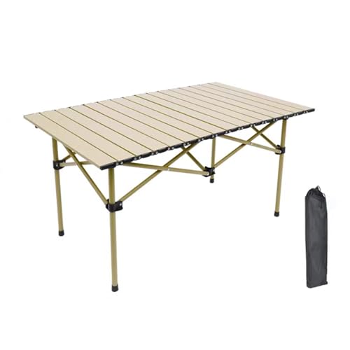 IvyLoutish Klapptisch, tragbar, aus Karbonstahl, starke Tragfähigkeit, zum Kochen im Freien, Picknick, Camping, mit Tragetasche (weiß, 120 x 55 x 50 cm) von IvyLoutish