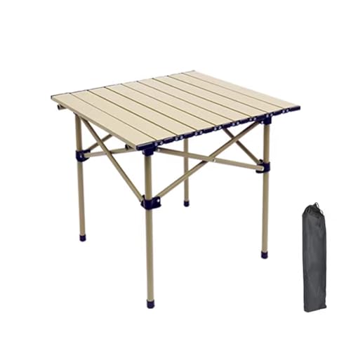 IvyLoutish Klapptisch, tragbar, aus Karbonstahl, starke Tragfähigkeit, zum Kochen im Freien, Picknick, Camping, mit Tragetasche (weiß, 53 x 50 x 50 cm) von IvyLoutish