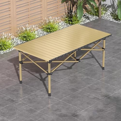IvyLoutish Klapptisch, tragbar, aus Karbonstahl, tragbarer Tisch mit Tragetasche für Wandern, Camping, Picknick, Outdoor (Gelb, 120 x 55 x 50 cm) von IvyLoutish