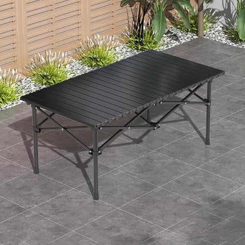 IvyLoutish Klapptisch, tragbar, aus Karbonstahl, tragbarer Tisch mit Tragetasche für Wandern, Camping, Picknick, Outdoor (schwarz, 95 x 55 x 50 cm) von IvyLoutish