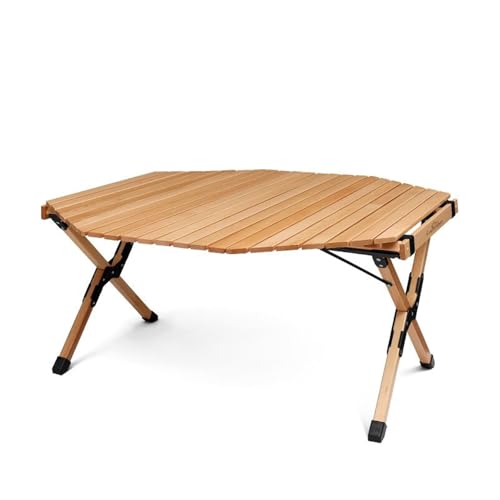 IvyLoutish Klapptisch, tragbar, aus Massivholz, stabil, belastbar, faltbarer Tisch, Camping für Strand, Picknick, Reisen, Hinterhof (Natur) von IvyLoutish
