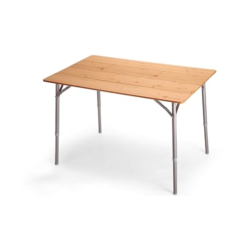 IvyLoutish Klapptisch, tragbar, aus Rahmen aus Aluminiumlegierung und natürlichem Bambusholz, mit Tragetasche für Outdoor, Camping, Picknick (100 x 65 cm) von IvyLoutish