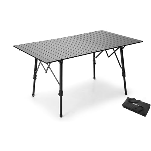 IvyLoutish Klapptisch, tragbar, höhenverstellbar, ultraleicht, Aluminium, mit Aufbewahrungstasche, für Strandpicknicks und Outdoor (120 x 70 cm) von IvyLoutish