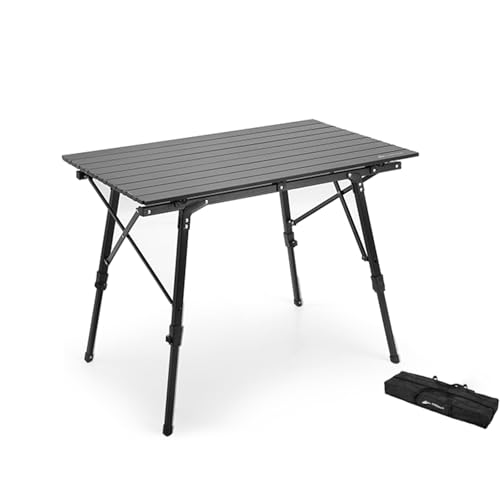 IvyLoutish Klapptisch, tragbar, höhenverstellbar, ultraleicht, Aluminium, mit Aufbewahrungstasche, für Strandpicknicks und Outdoor (90 x 53 cm) von IvyLoutish