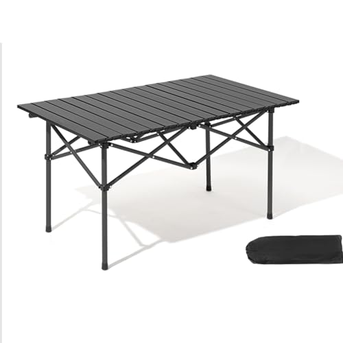 IvyLoutish Klapptisch, tragbar, ultraleicht, Aluminium, Campingtisch mit Aufbewahrungstasche für Wandern, Camping, Picknick, Grillen, Kochen im Freien (schwarz, 95 x 55 x 50 cm) von IvyLoutish
