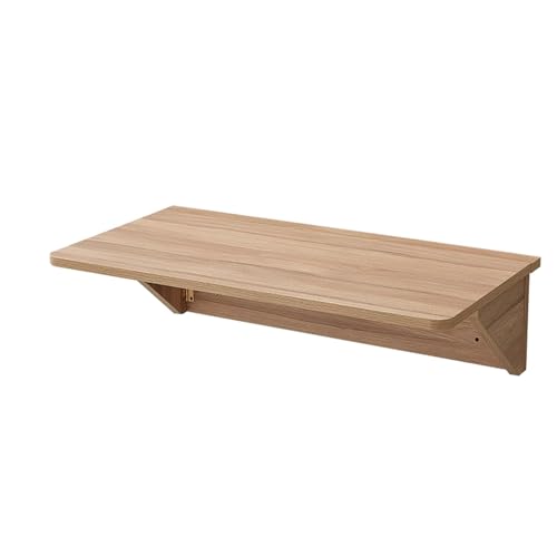 IvyLoutish Klapptisch zur Wandmontage, aus Massivholz, dreieckige Struktur, platzsparend, Wandmontage, Tisch für Heimbüro (Natur, 120 x 40 cm) von IvyLoutish