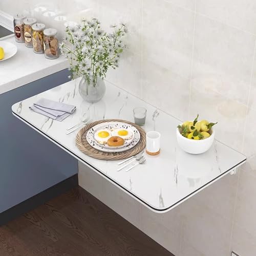 IvyLoutish Klapptisch zur Wandmontage, aus Metallhalterung und dichter Platte, für Wand, Schlafzimmer, kleiner Raum (50 x 40 cm) von IvyLoutish