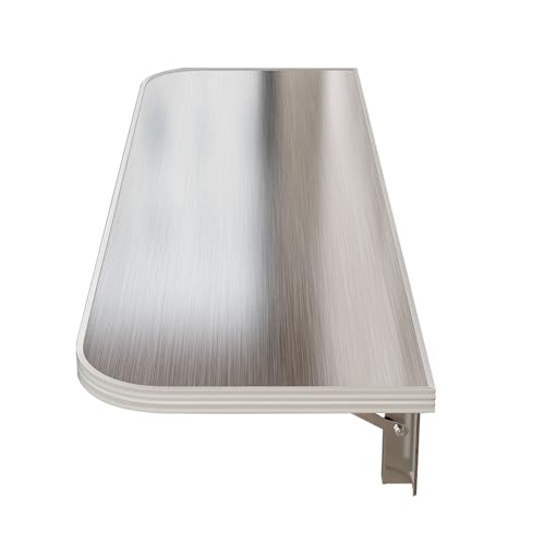 IvyLoutish Klapptisch zur Wandmontage, für Küche, Holz, Edelstahlfurnier, funktionaler Hängeschrank für Zuhause, Büro, Waschküche, Küche, Esszimmer (60 x 40 cm) von IvyLoutish