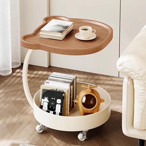 IvyLoutish Kleiner Beistelltisch mit Stauraum und Rollen, Beistelltische, Wohnzimmer, Holz für kleine Räume, modern, einfacher Mitteltisch für Wohnzimmer, Zuhause (Natur) von IvyLoutish