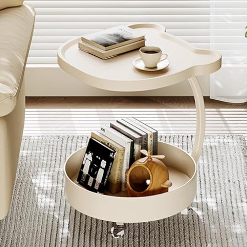 IvyLoutish Kleiner Beistelltisch mit Stauraum und Rollen, Beistelltische, Wohnzimmer, Holz für kleine Räume, modern, einfacher Mitteltisch für Wohnzimmer, Zuhause (weiß) von IvyLoutish
